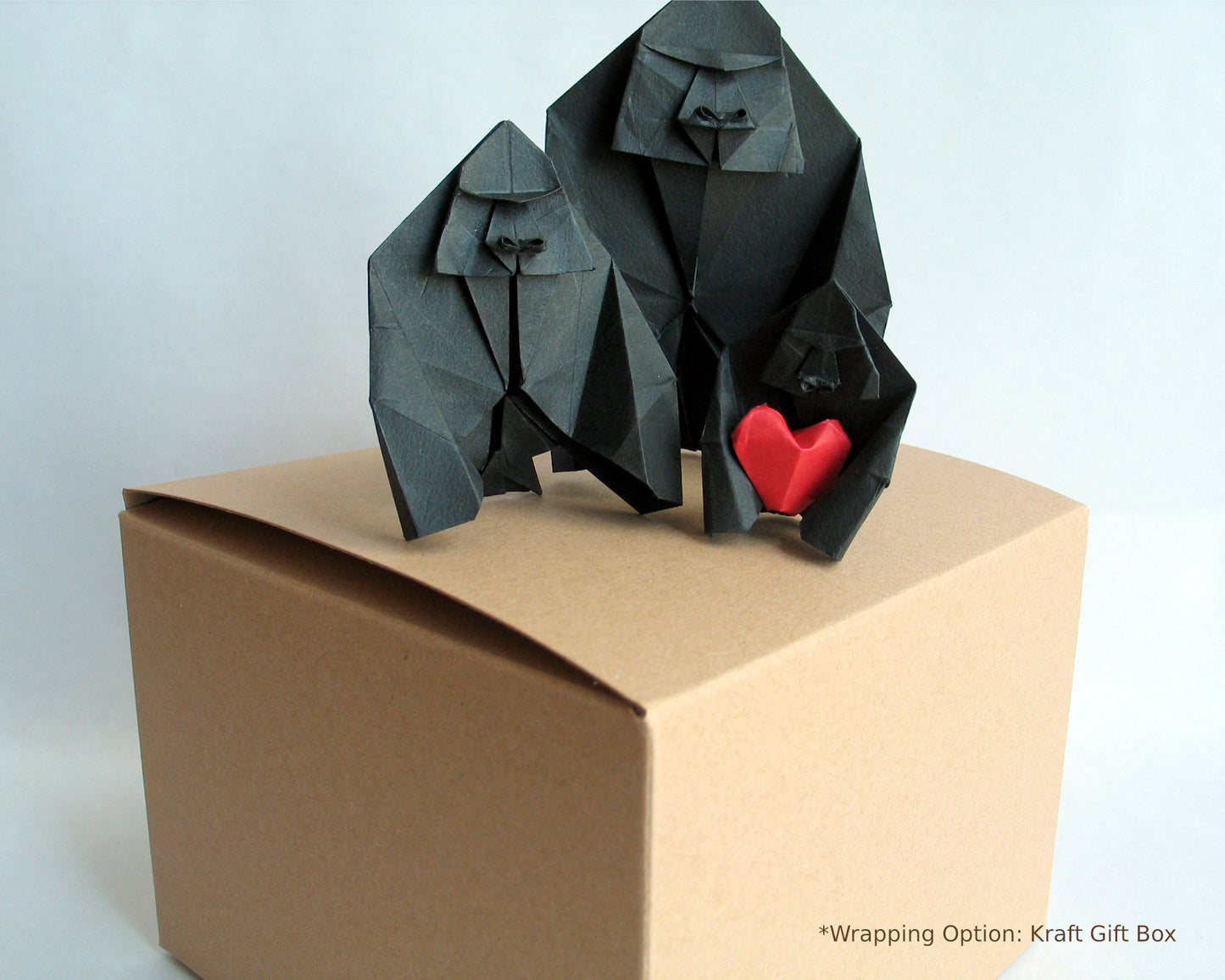 Origami Gorilla Family Sculpture: Handmade Paper Animal Art