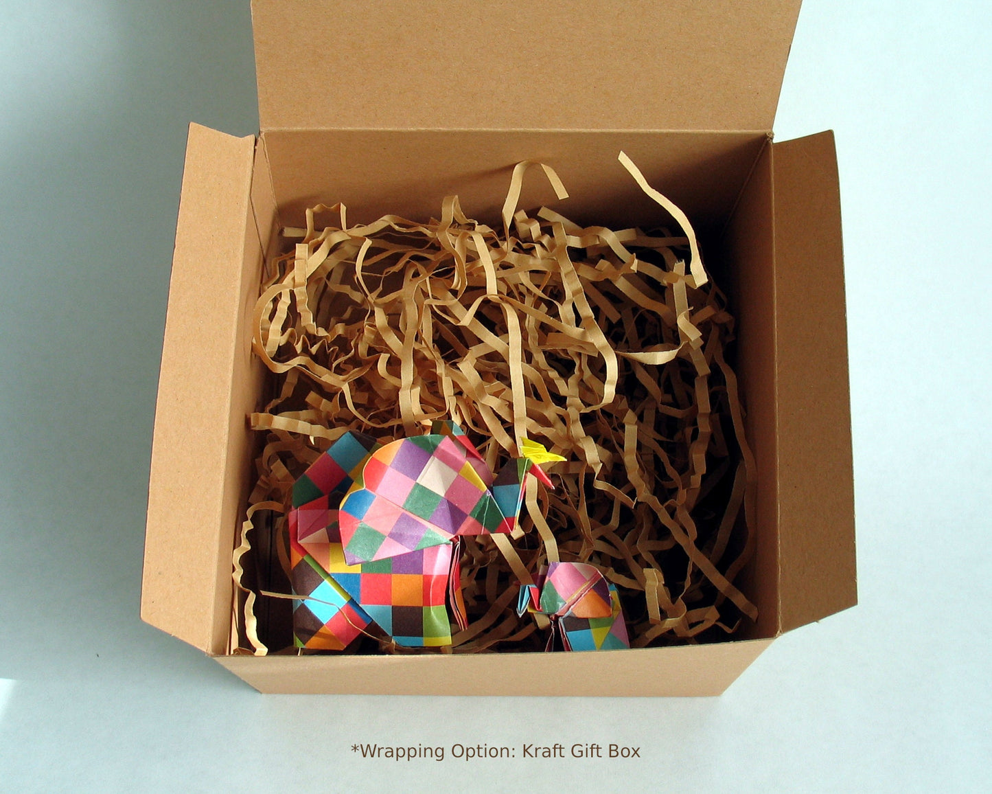 Origami Elephant Family: Handmade Paper Sculpture with Butterfly