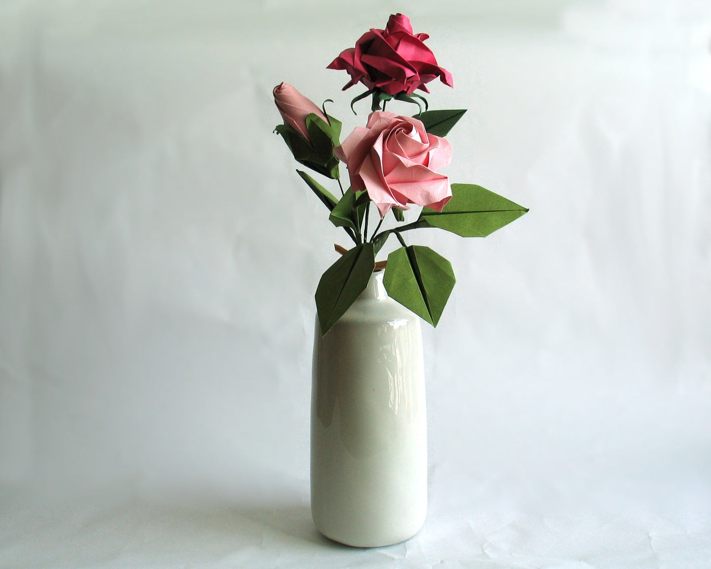 Pink Origami Rose, Magenta Paper Roses, Origami Rose Bouquet, Origami Decoration, Paper Flower Bouquet, Paper Anniversary, Wedding Flowers