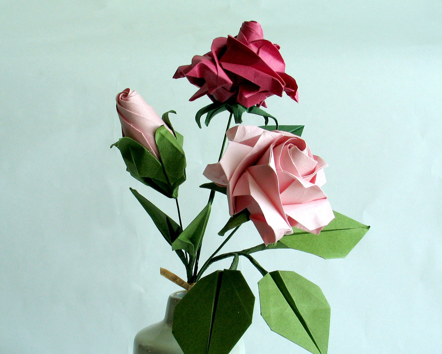 Pink Origami Rose, Magenta Paper Roses, Origami Rose Bouquet, Origami Decoration, Paper Flower Bouquet, Paper Anniversary, Wedding Flowers