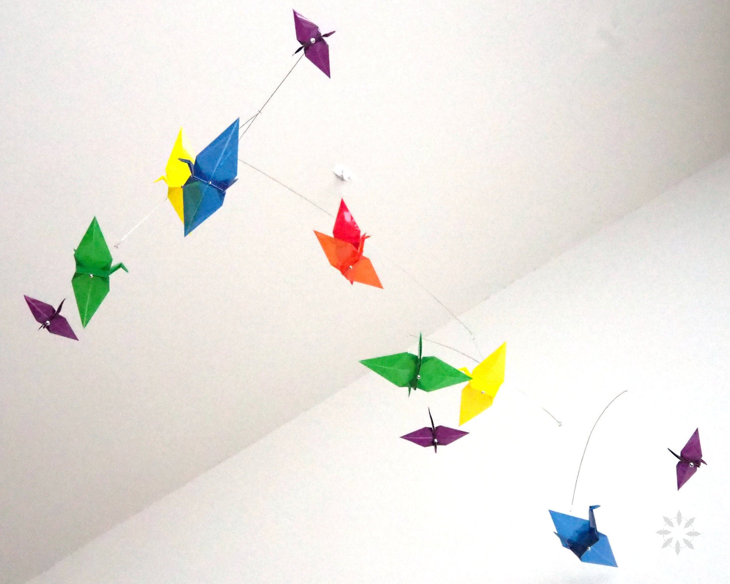 Rainbow Crane Mobile, Mobile Origami, Origami Crane, Origami Mobile, Hanging Ceiling Décor, Sensory Mobile, Relaxation Decor, Stress Relief