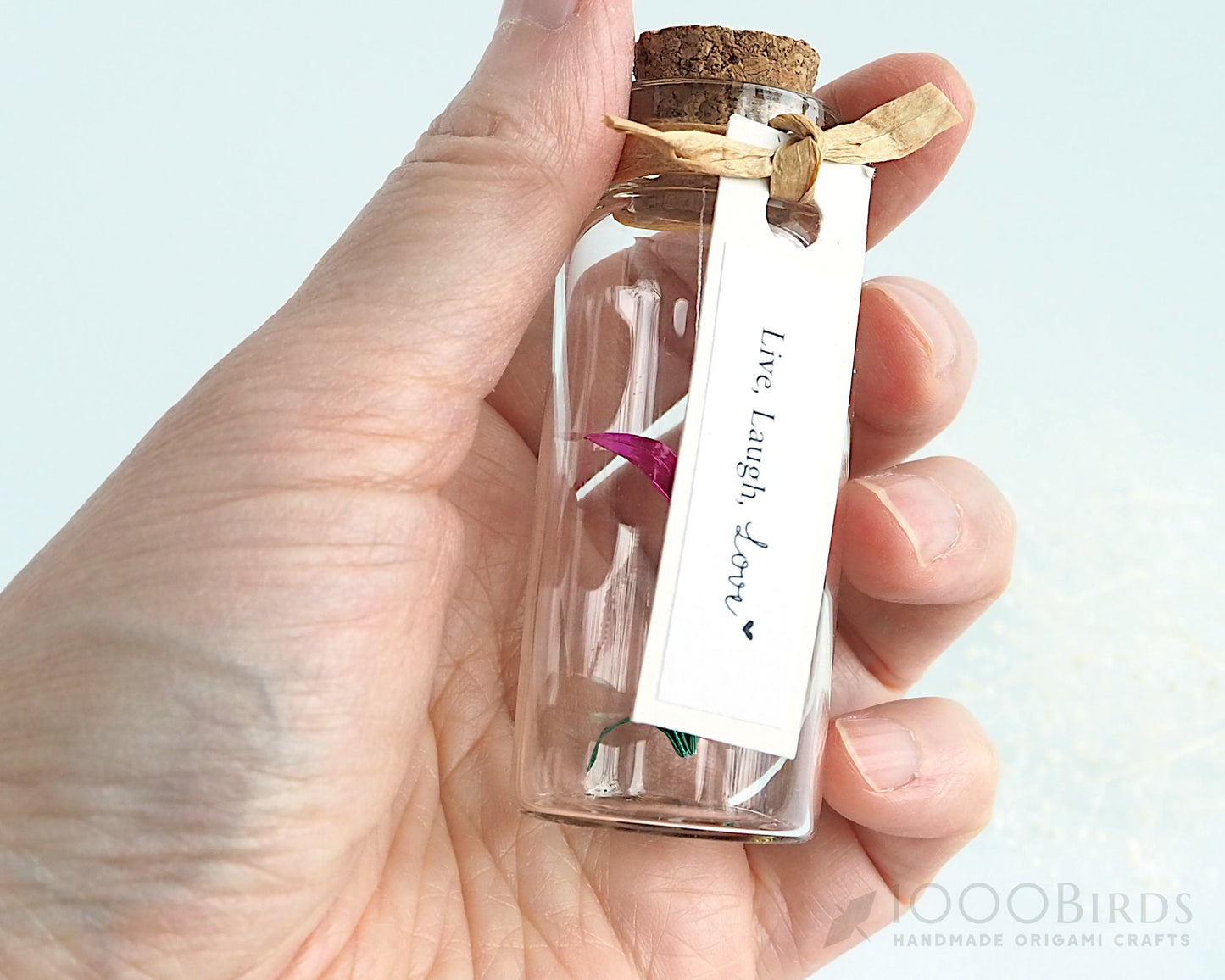 Metallic Color Gift, Origami Crane, Origami Decoration, Gift in Mini Bottle, Personalized Gift, Greeting Card, Mix and Match Colors
