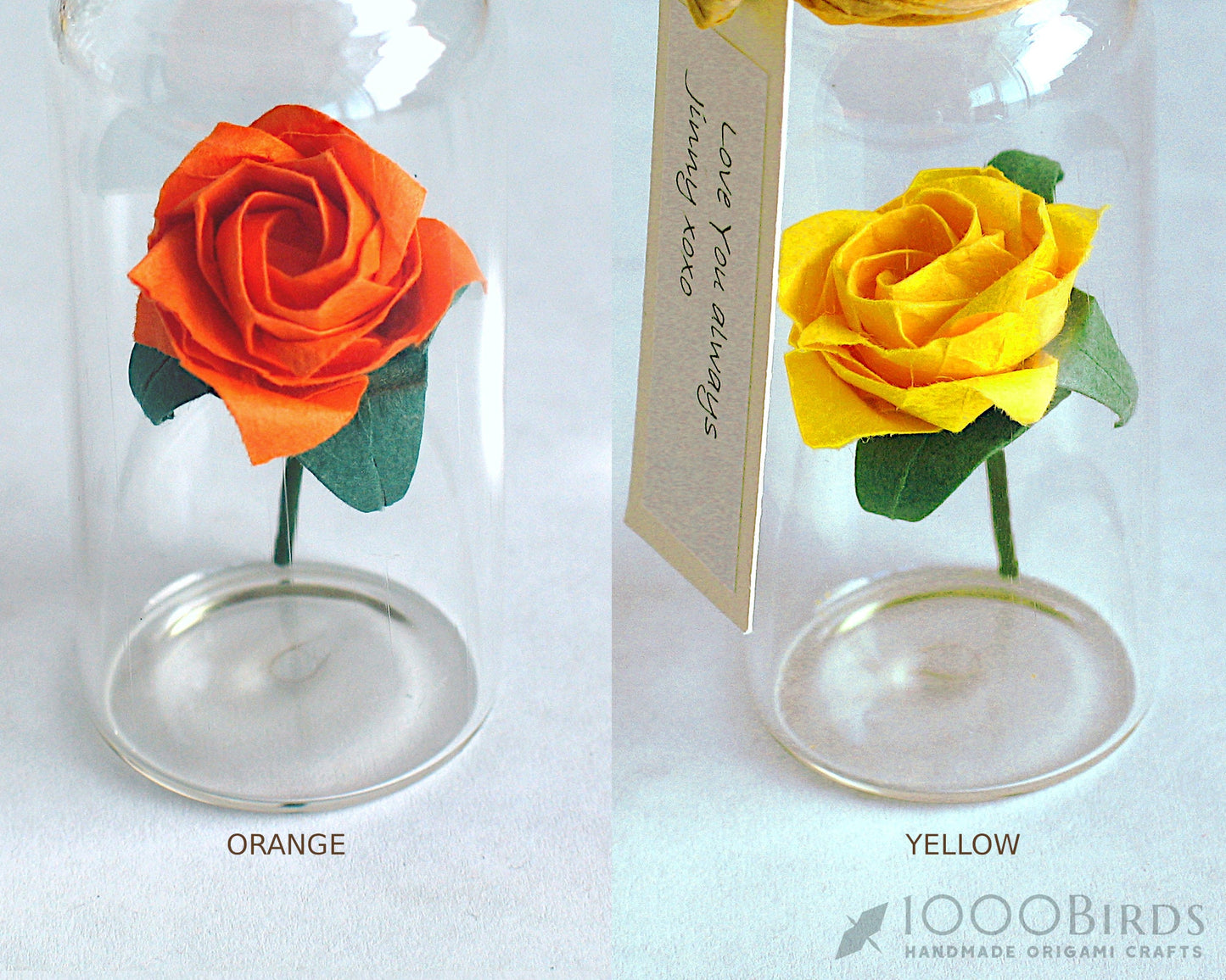 Personalized Mini Bottled Origami Rose: A Unique Artistic Greeting Card Alternative for Valentine's Day and Every Special Occasion