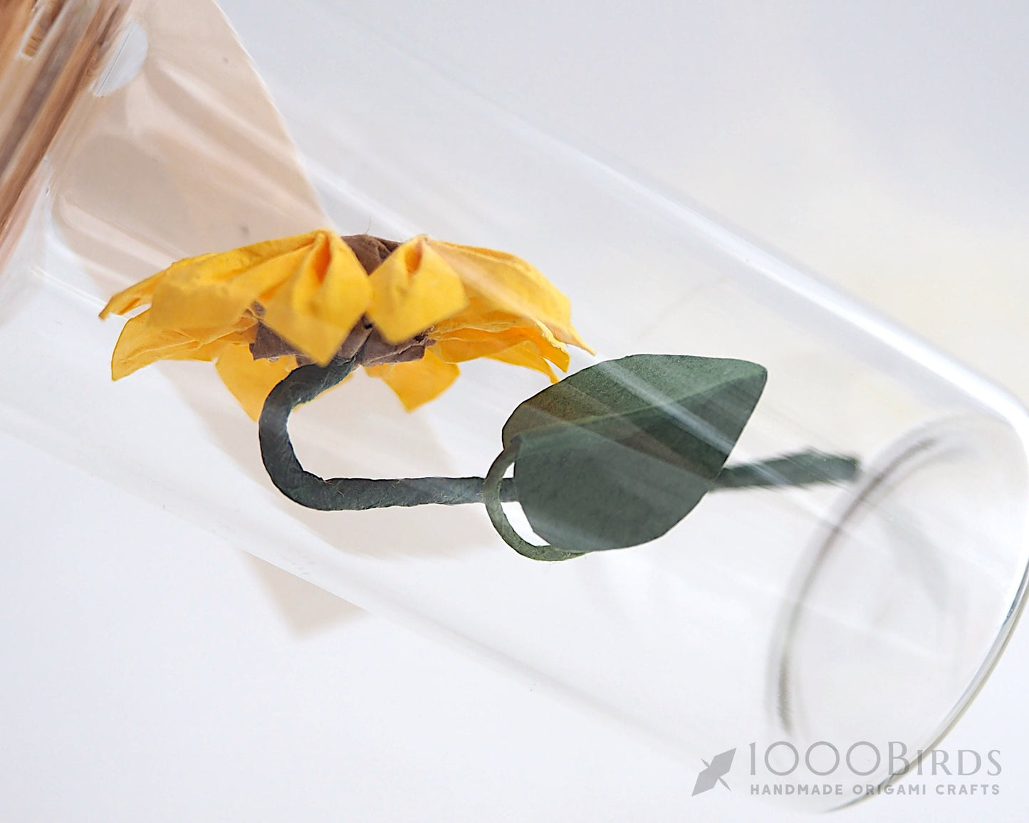 Sending Sunshine Handmade Origami Paper Sunflower in Mini Bottle with Personalized Message Tag / Paper Anniversary Gift / Sunflower Decor