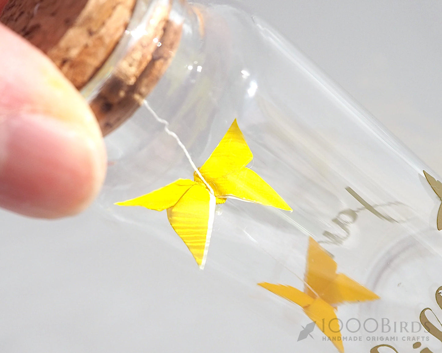 Origami Butterfly, Mini Bottle, Personalized Vinyl, Yellow Butterfly, Personalized Gift, Paper Butterfly, Bridal Shower Gift, Butterfly Gift