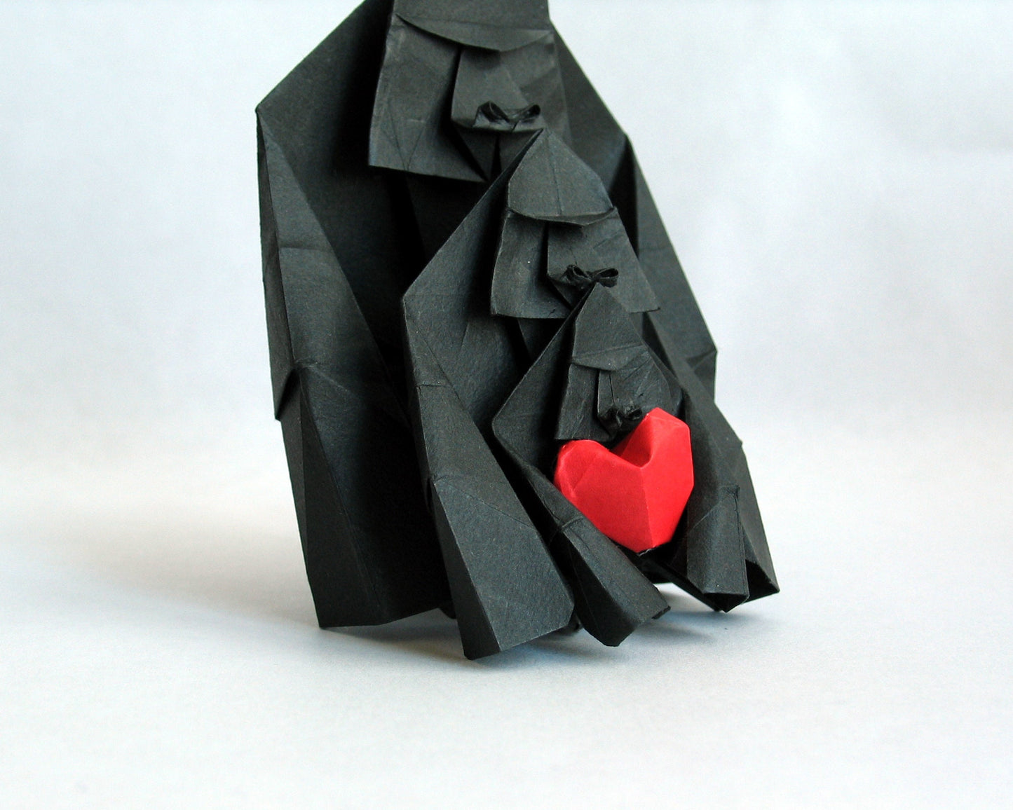 Gorilla Family & a Heart Origami Paper Sculpture, Paper Sculpture, Family Gift, Paper Animal Sculpture, Nursery Decor, Animal Family