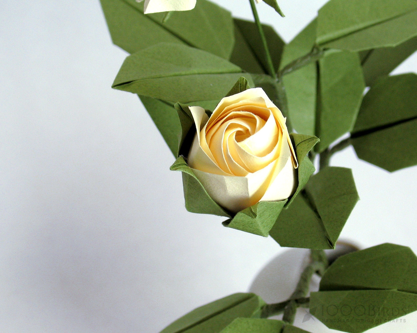 Origami Paper Rose Bouquet, Origami Rosebud Stem, Paper Flowers, Artificial Flora, 2 Long Rose Stems, Paper Leaf Stems, Origami Sculpture