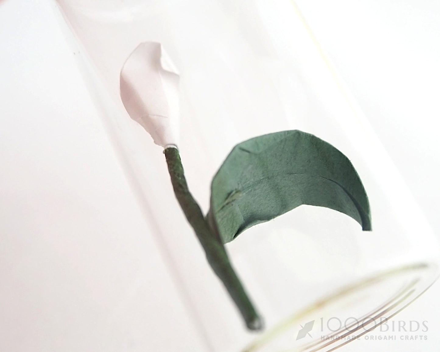 Peace Lily Origami Paper Flower in Mini Bottle, Calla Lily Flower, Sympathy Flower Gift, Personalized Message Tag, Personalized Gift