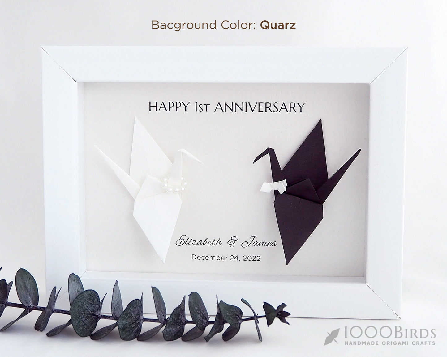 Paper Anniversary Personalized Hand-folded Origami Crane Frame - Unique Gift for Couple's Milestone Moments