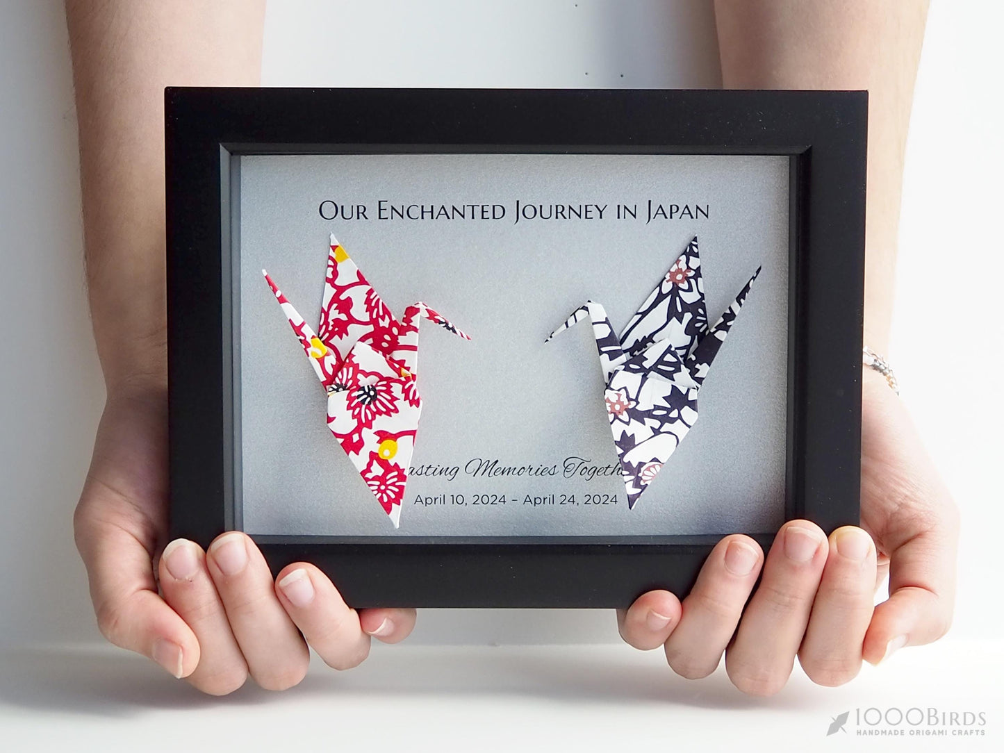 Modern Patterns Framed Origami Crane Art | A Memorable Japan Trip Keepsake for Couple