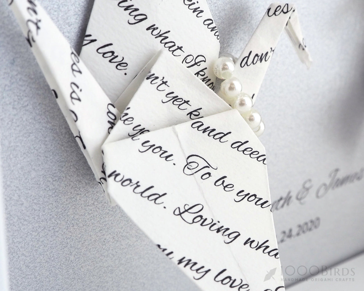 Personalized Wedding Vow Printed Origami Crane Art Frame – Perfect 1st Anniversary Gift for Him and Her