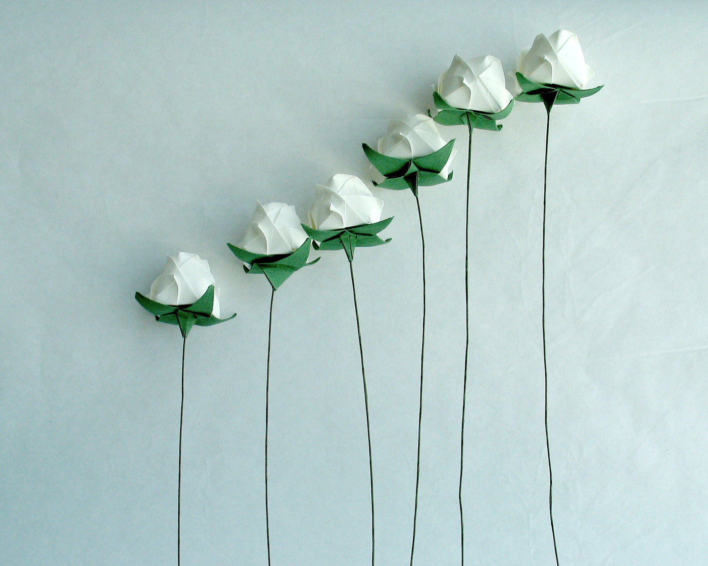 White Origami Rose Bouquet: 12 Handmade Paper Flowers
