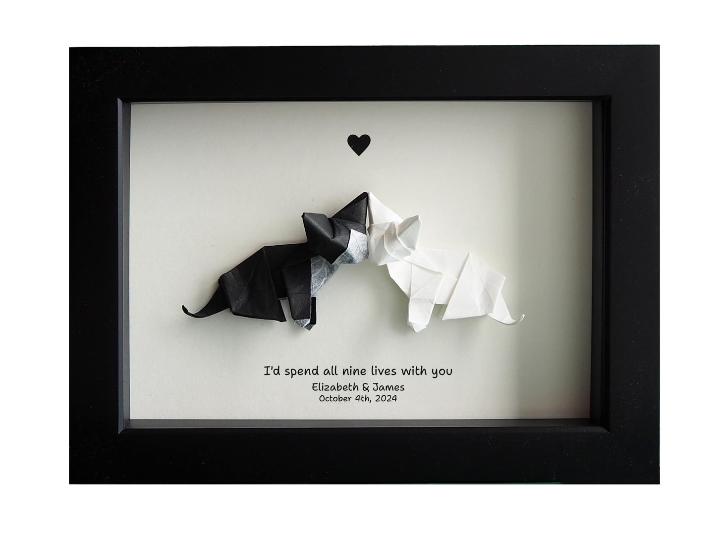 I’d Live 9 Lives With You – Origami Cat Wall Art for Couples, Personalized Home Decor, Cat Lovers Keepsake