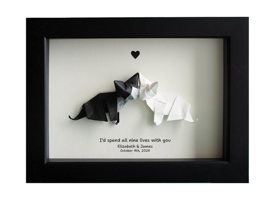 I’d Live 9 Lives With You – Origami Cat Wall Art for Couples, Personalized Home Decor, Cat Lovers Keepsake
