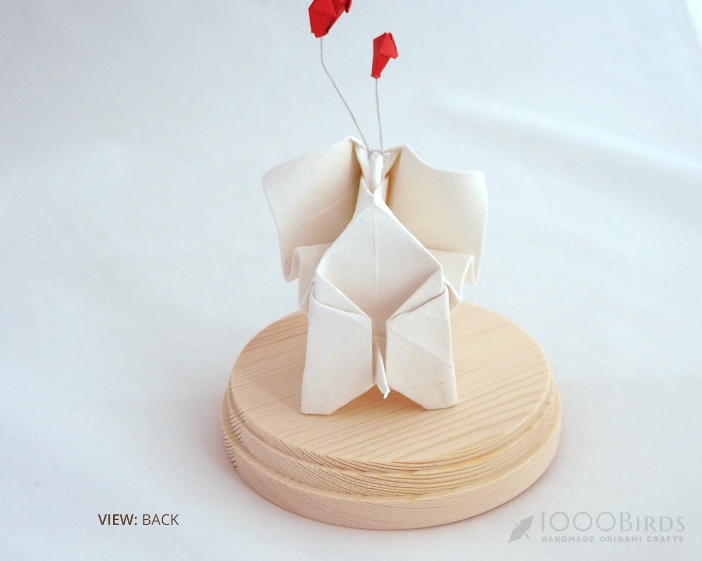 2-Year Anniversary Handmade Cotton Paper Origami Elephant in Glass Cloche – Tabletop Decor