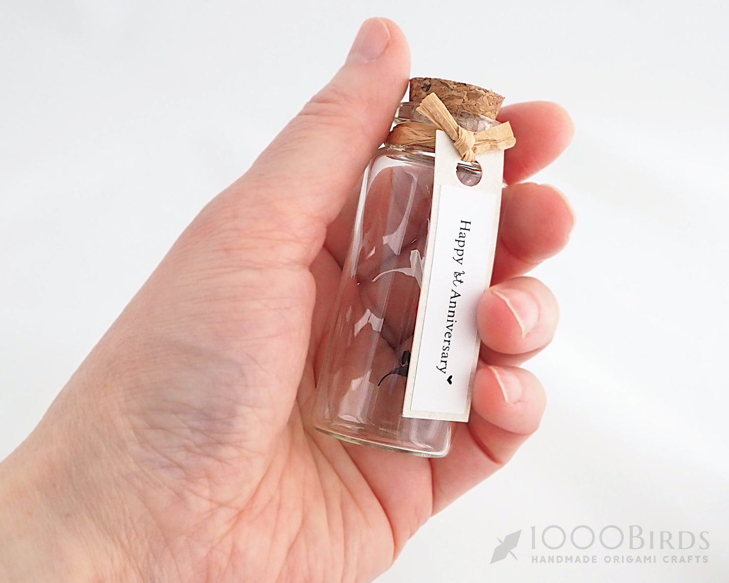 Personalized “I Carry Your Heart” Origami Crane Mini Bottle – Christmas Ornament & Paper Anniversary Keepsake