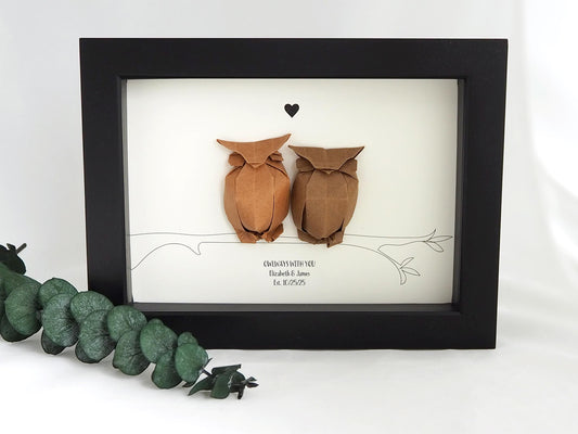 Personalized Origami Owl Framed Art – “Owlways With You” Anniversary Gift for Couples / Wedding Keepsake