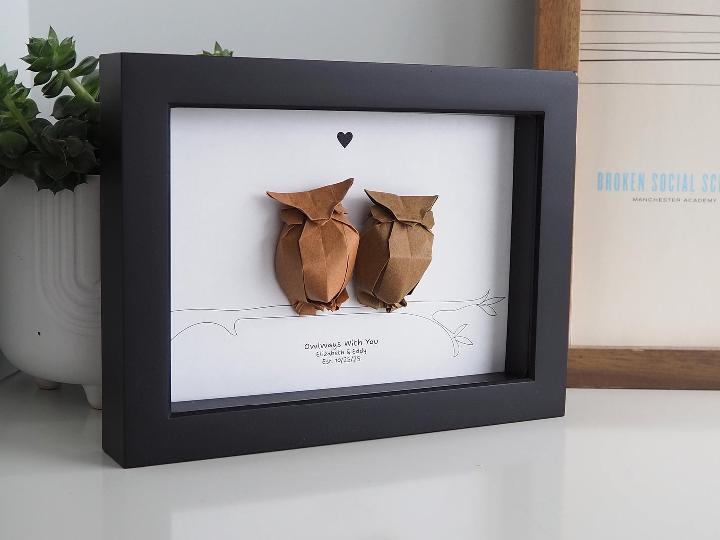 Personalized Origami Owl Framed Art – “Owlways With You” Anniversary Gift for Couples / Wedding Keepsake