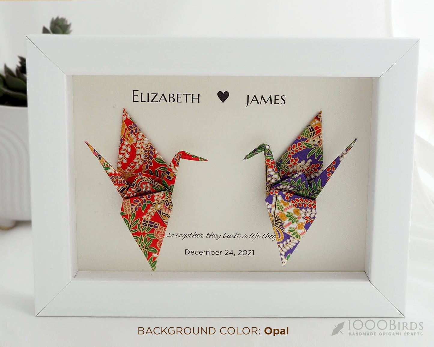 Gold & Purple Japanese Yuzen Washi Paper – Love Birds, Origami Crane Art, Perfect Couple Anniversary Gift