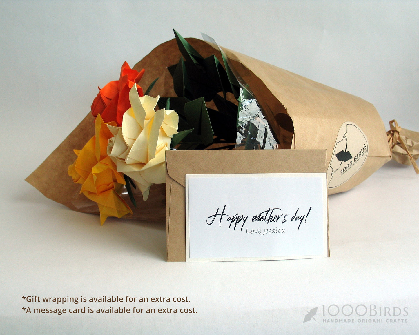 Origami Rose Bouquet: Yellow, Cream & Orange Paper Flowers