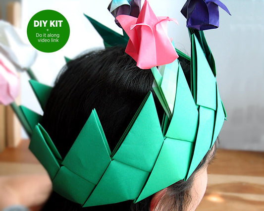 DIY Origami Flower Crown Kit — Kids & Adults, Montessori Craft, STEM Craft, Birthdays, Graduation, Holidays