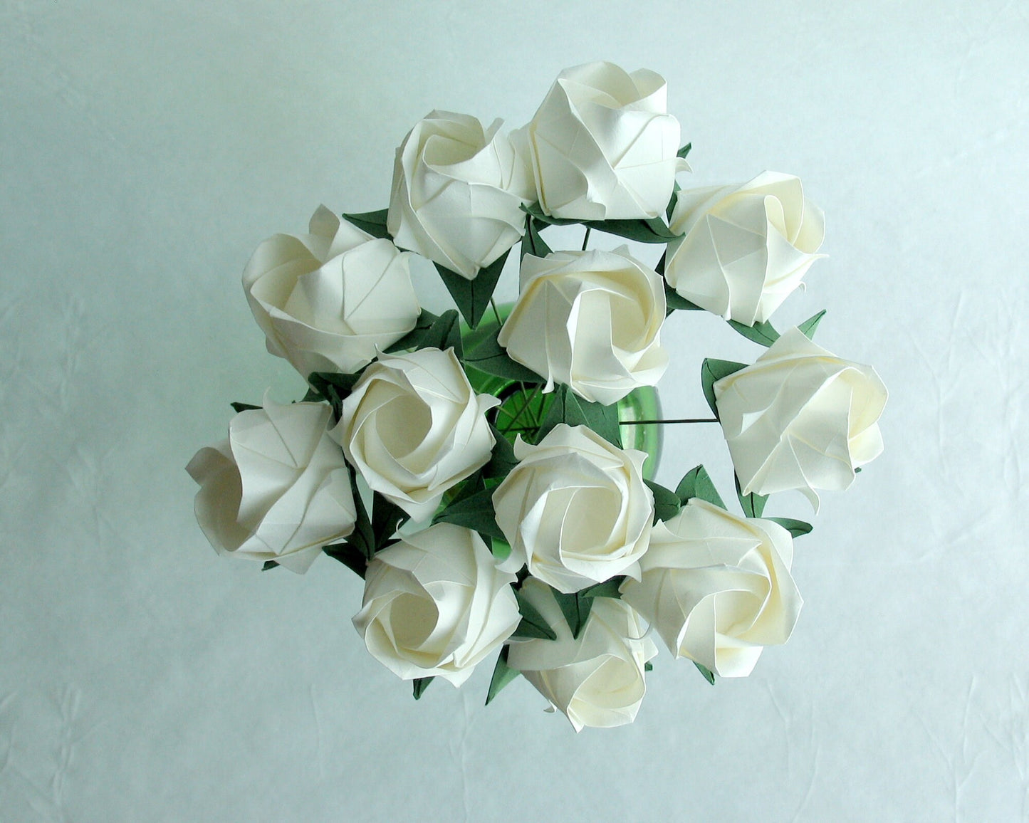 White Origami Rose Bouquet: 12 Handmade Paper Flowers