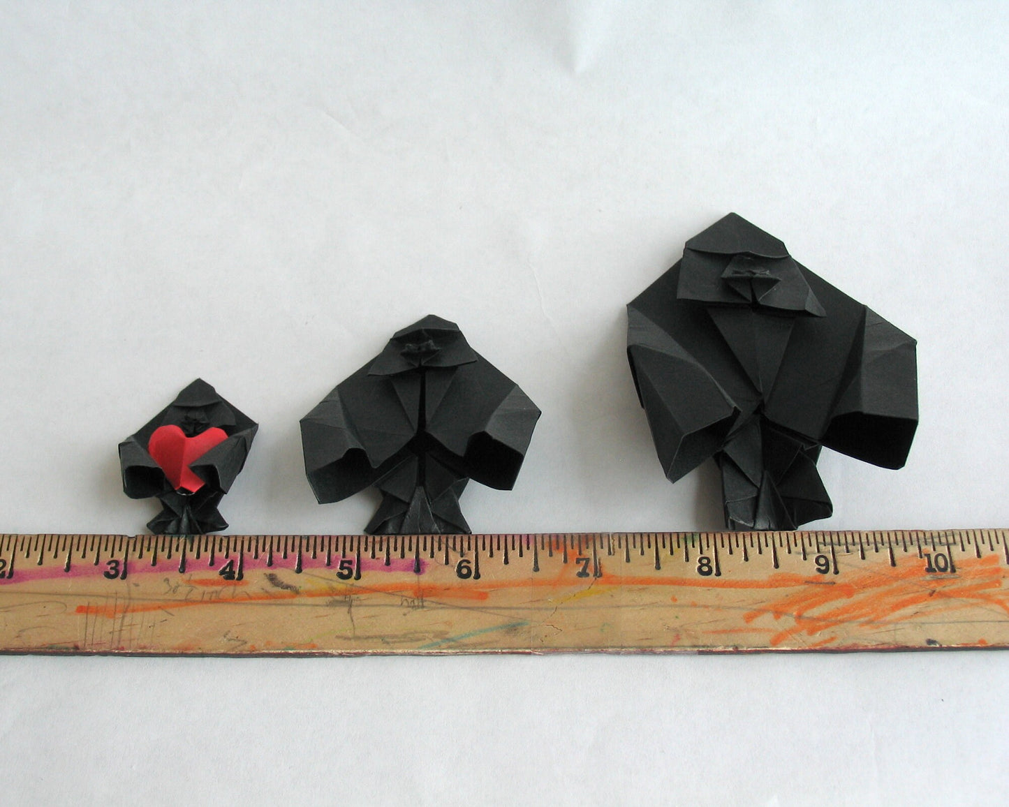 Origami Gorilla Family Sculpture: Handmade Paper Animal Art