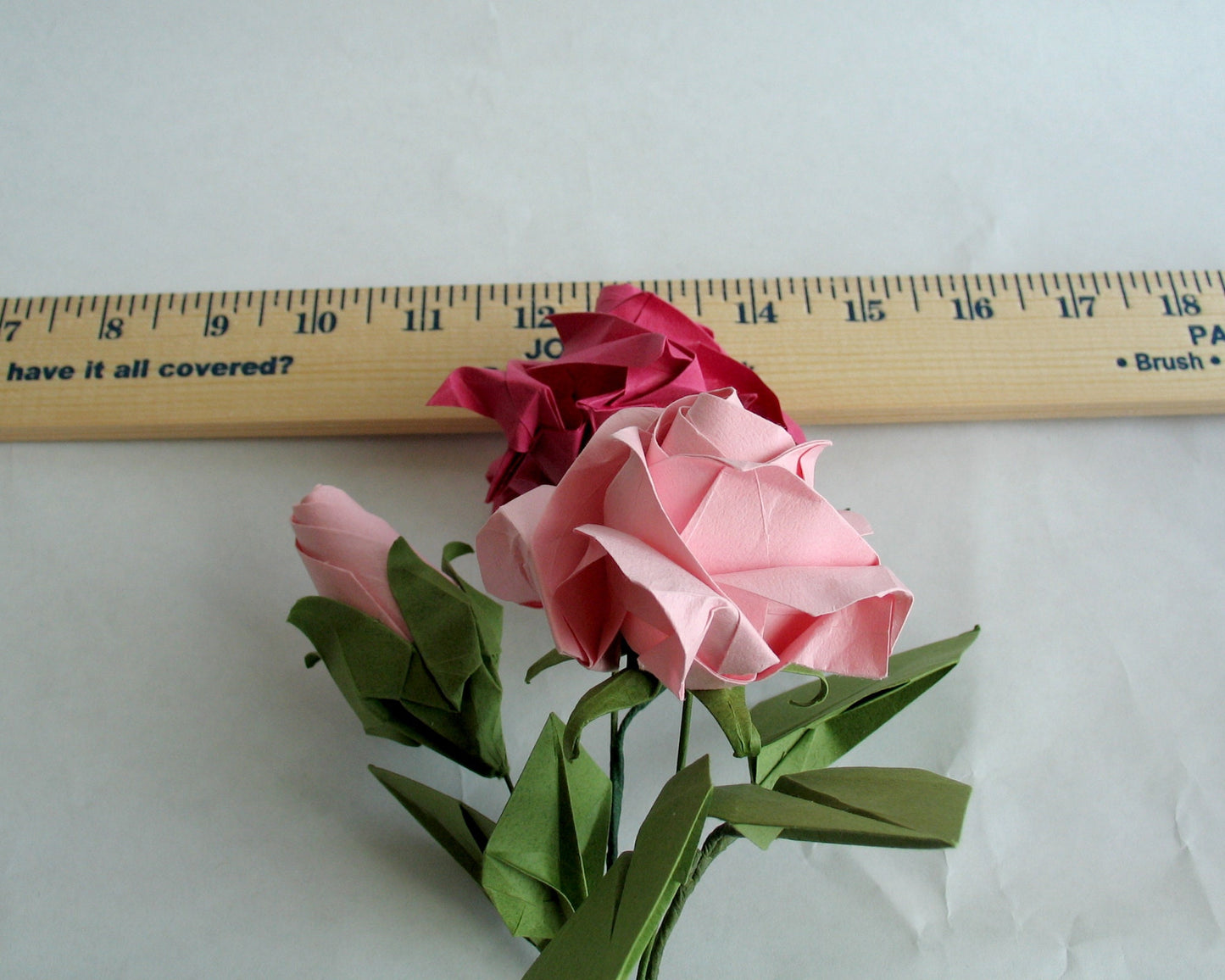 Pink Magenta Origami Rose Bouquet, Paper Anniversary Gift
