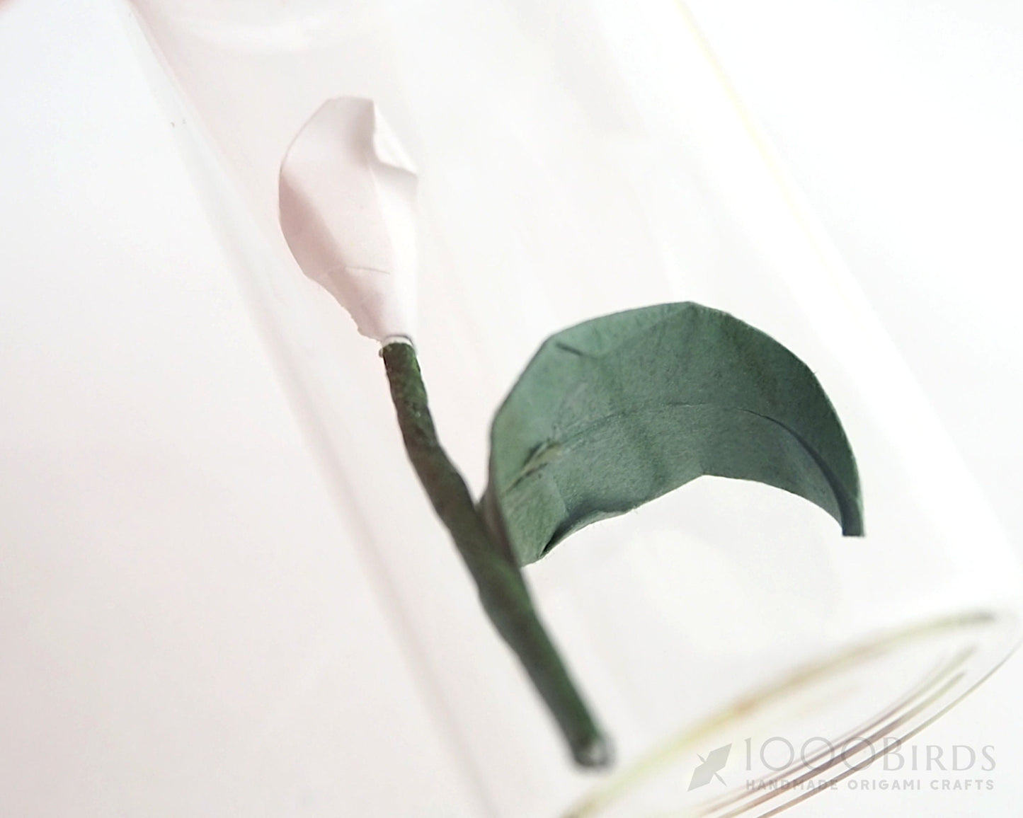 Origami Peace Lily in Mini Bottle: Personalized Sympathy Gift
