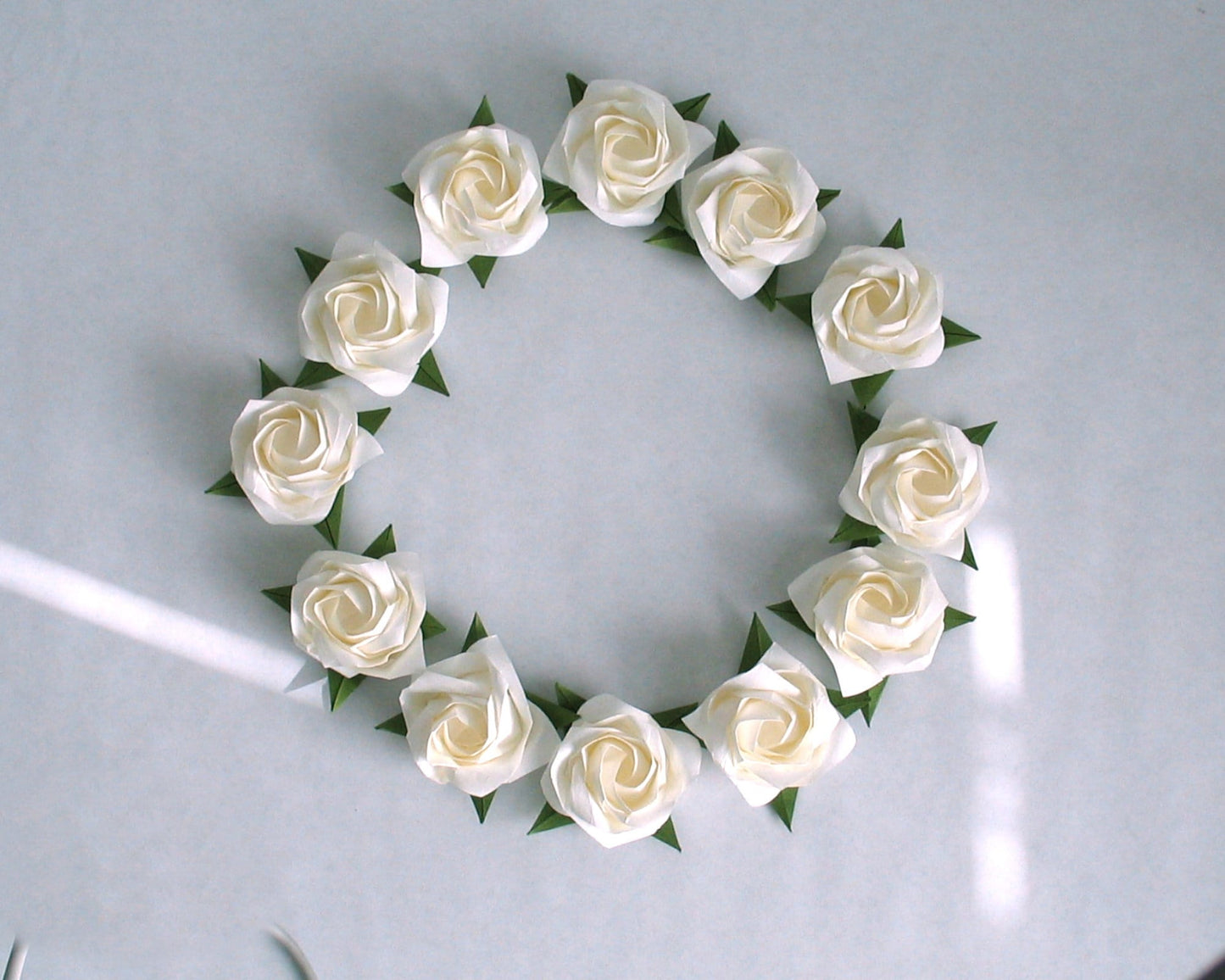 White Origami Rose Head: Handmade Japanese Paper Flower, DIY Decor