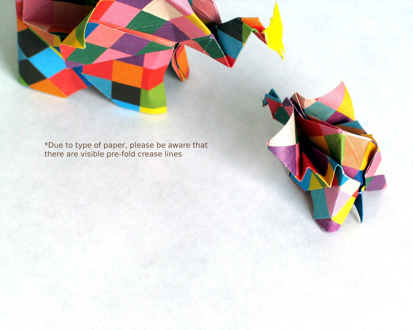 Origami Elephant Family: Handmade Paper Sculpture with Butterfly