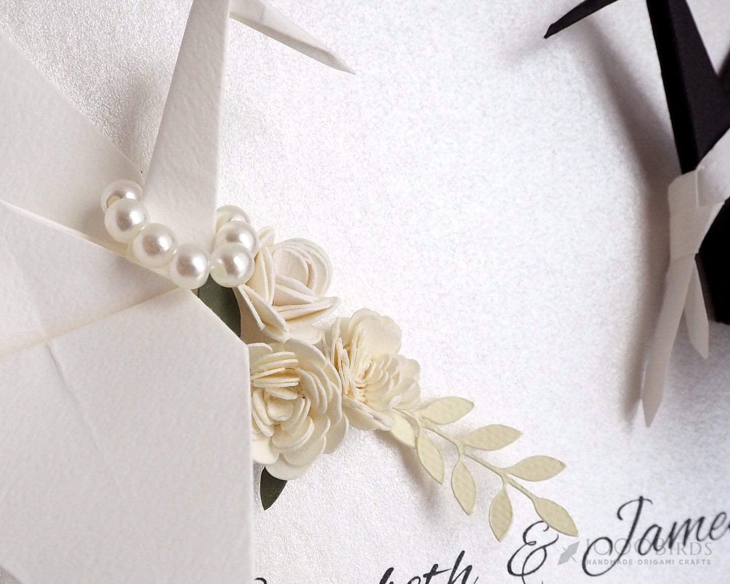 Customized Paper Flower Bouquet with Origami Crane – Framed Art for First Wedding Anniversary / Paper Anniversary Gift