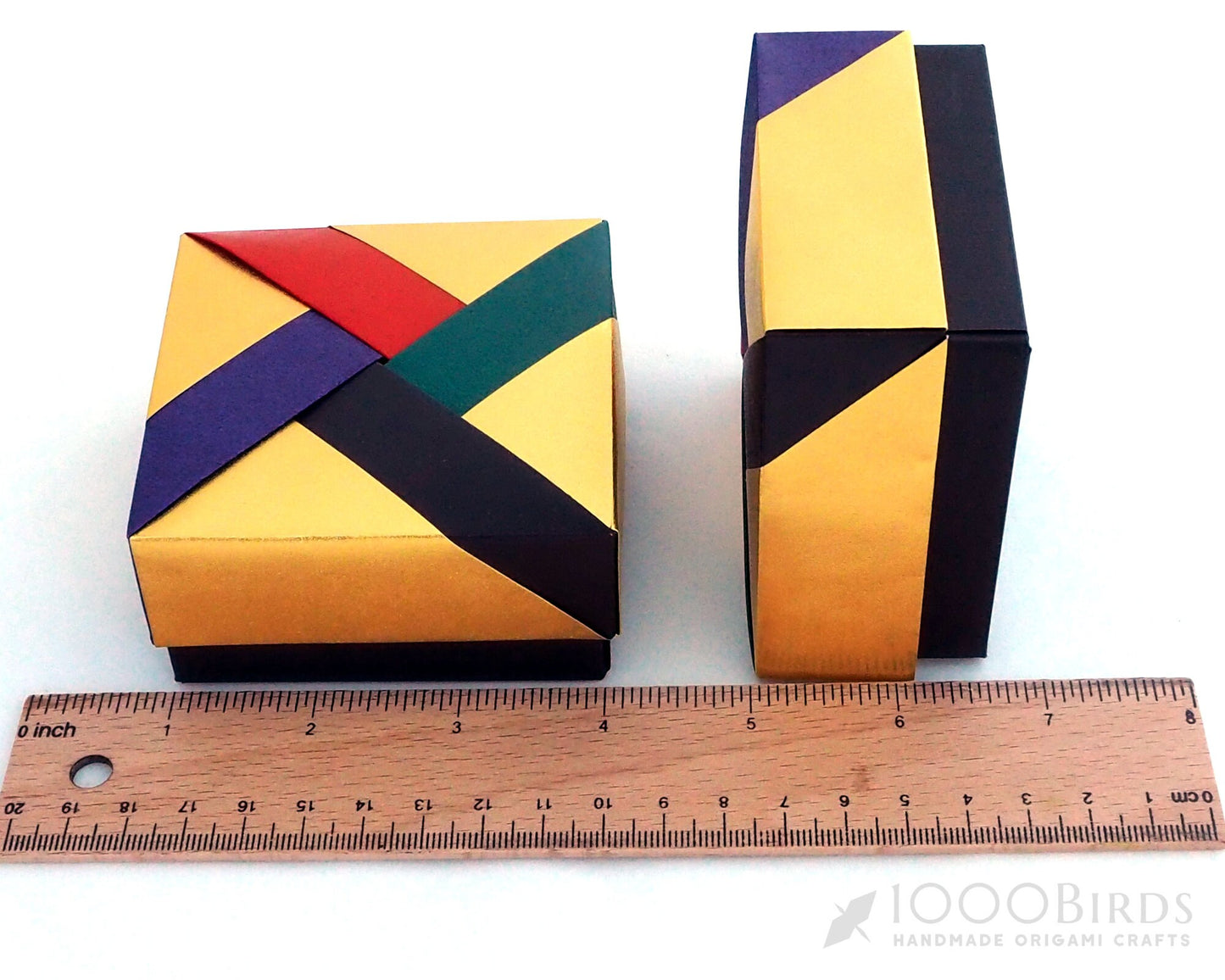 Chevron Origami Square Gift Box with Lid - Handmade