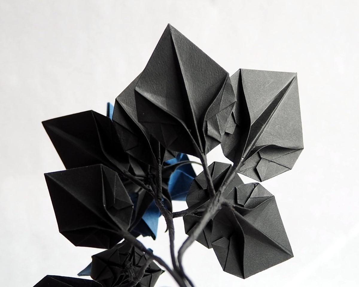 Navy Origami Rose Bouquet: Handmade Japanese Paper Flowers