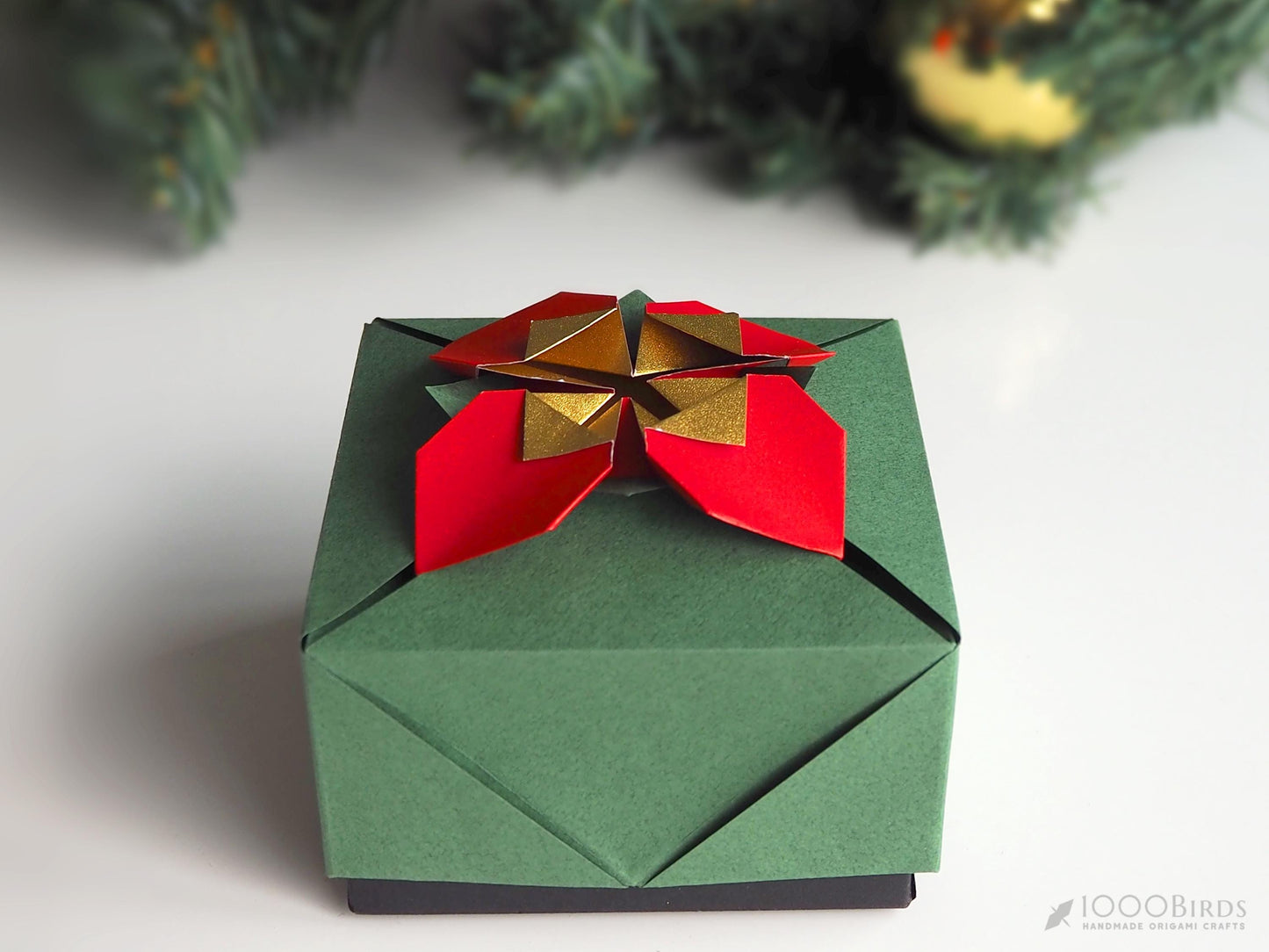 Eco-Friendly Christmas Gift Boxes – Red and Green or Gold, Silver and Black – Handcrafted Japanese Origami Box – For Holiday Gifts & Jewelry