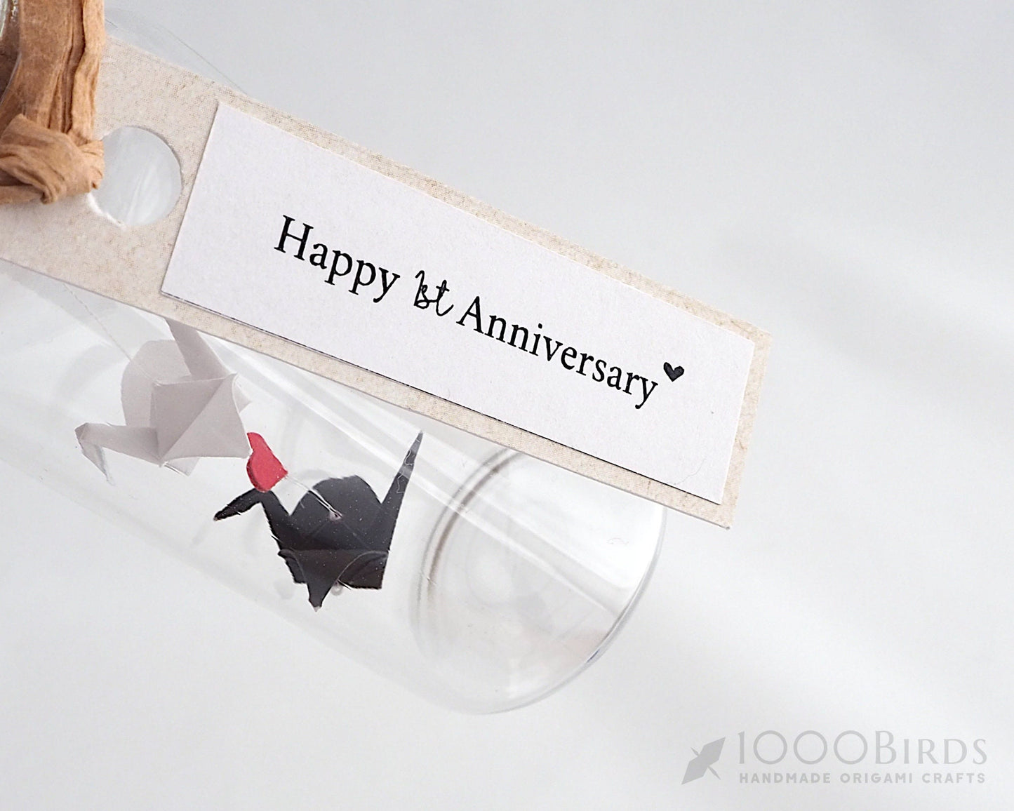 Personalized “I Carry Your Heart” Origami Crane Mini Bottle – Christmas Ornament & Paper Anniversary Keepsake