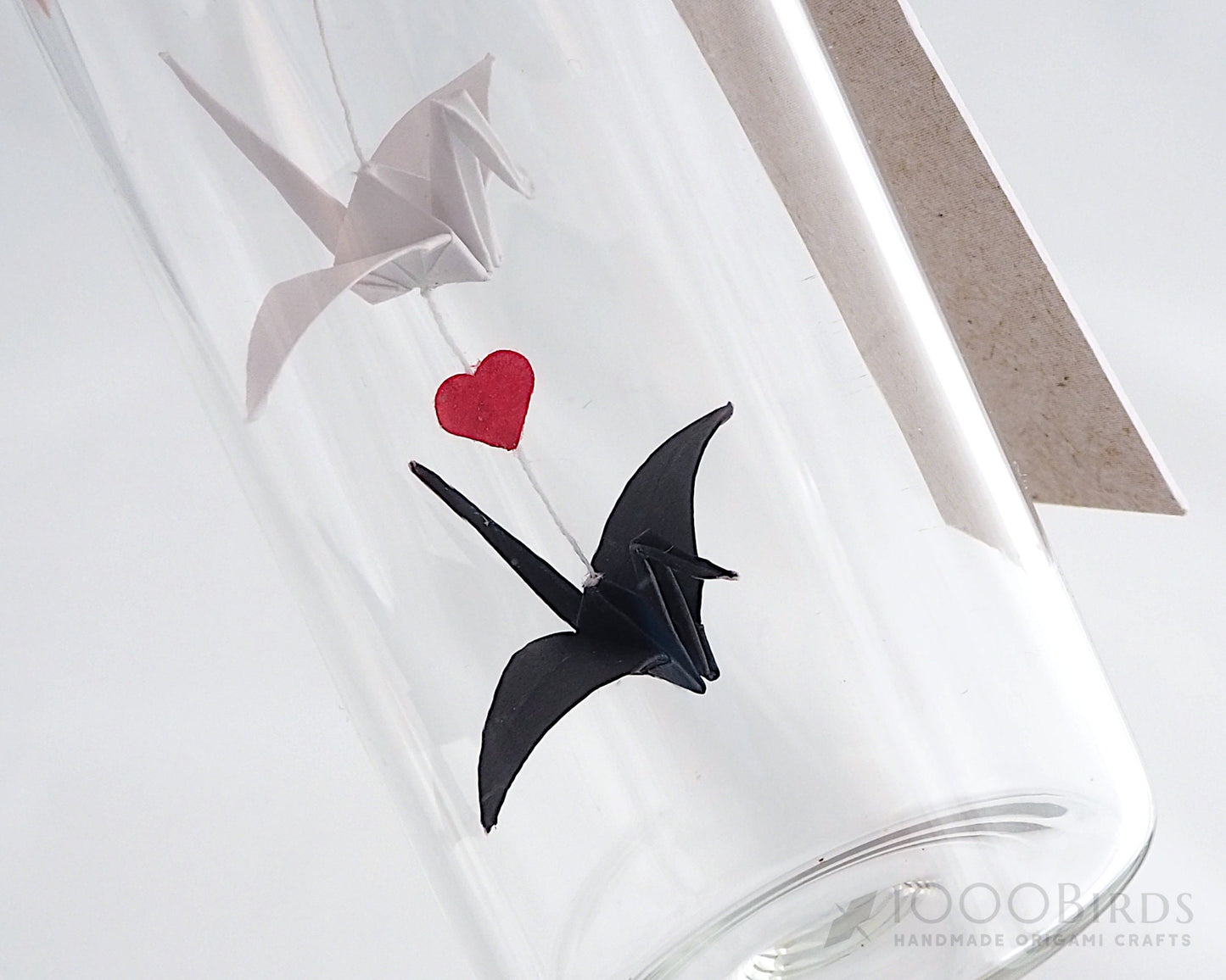 Personalized “I Carry Your Heart” Origami Crane Mini Bottle – Christmas Ornament & Paper Anniversary Keepsake