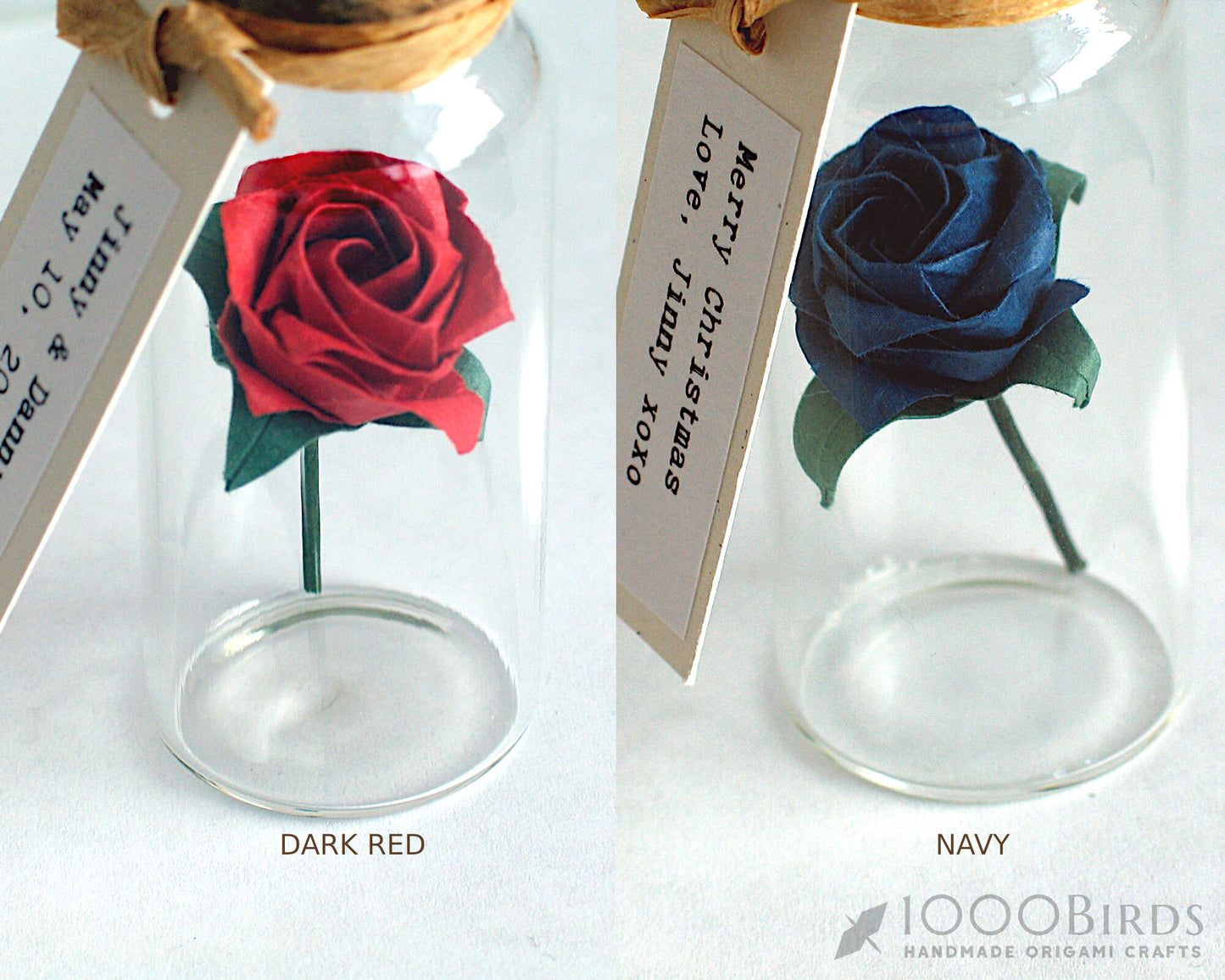 Personalized Mini Bottled Origami Rose: A Unique Artistic Greeting Card Alternative for Valentine's Day and Every Special Occasion