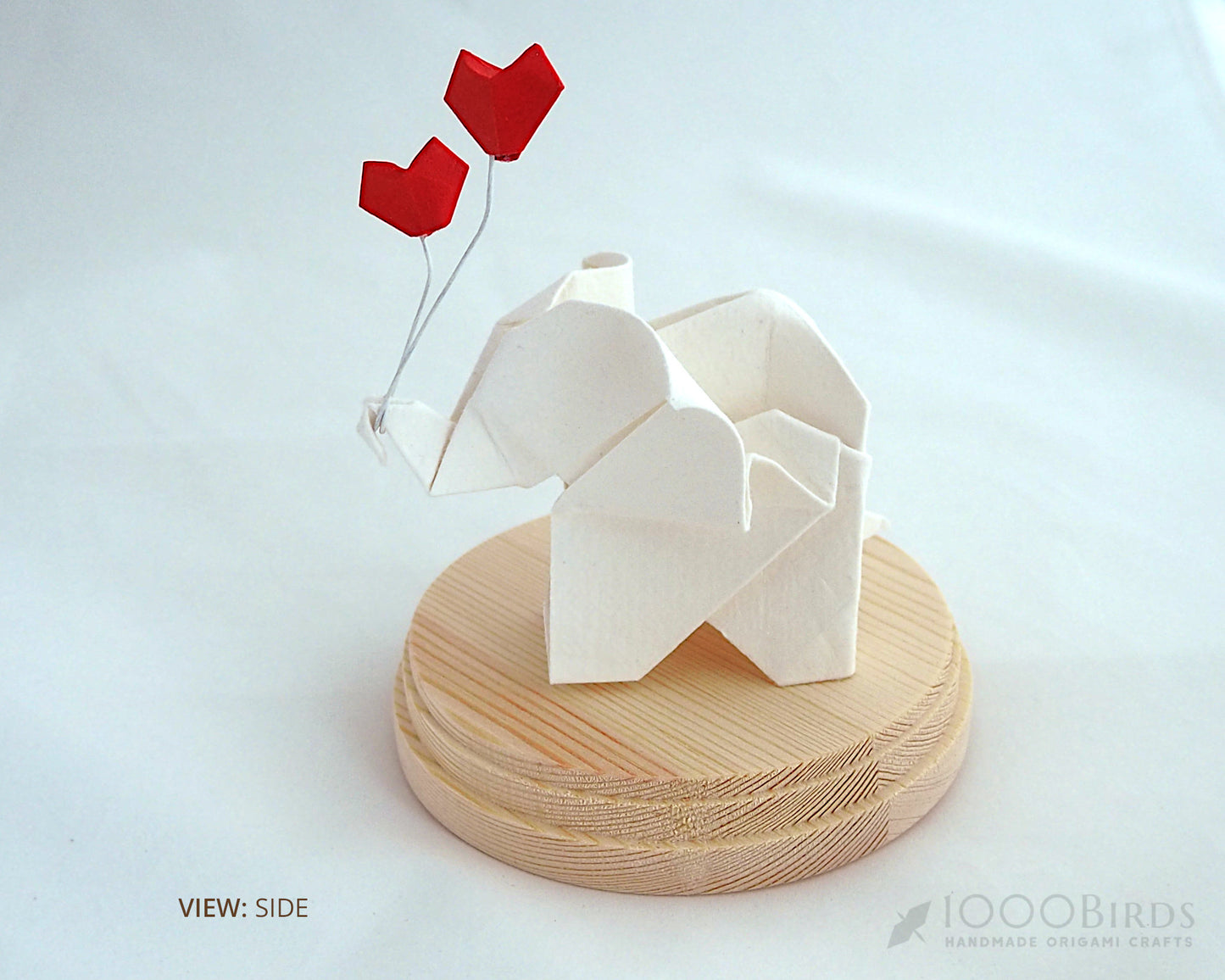 2-Year Anniversary Handmade Cotton Paper Origami Elephant in Glass Cloche – Tabletop Decor