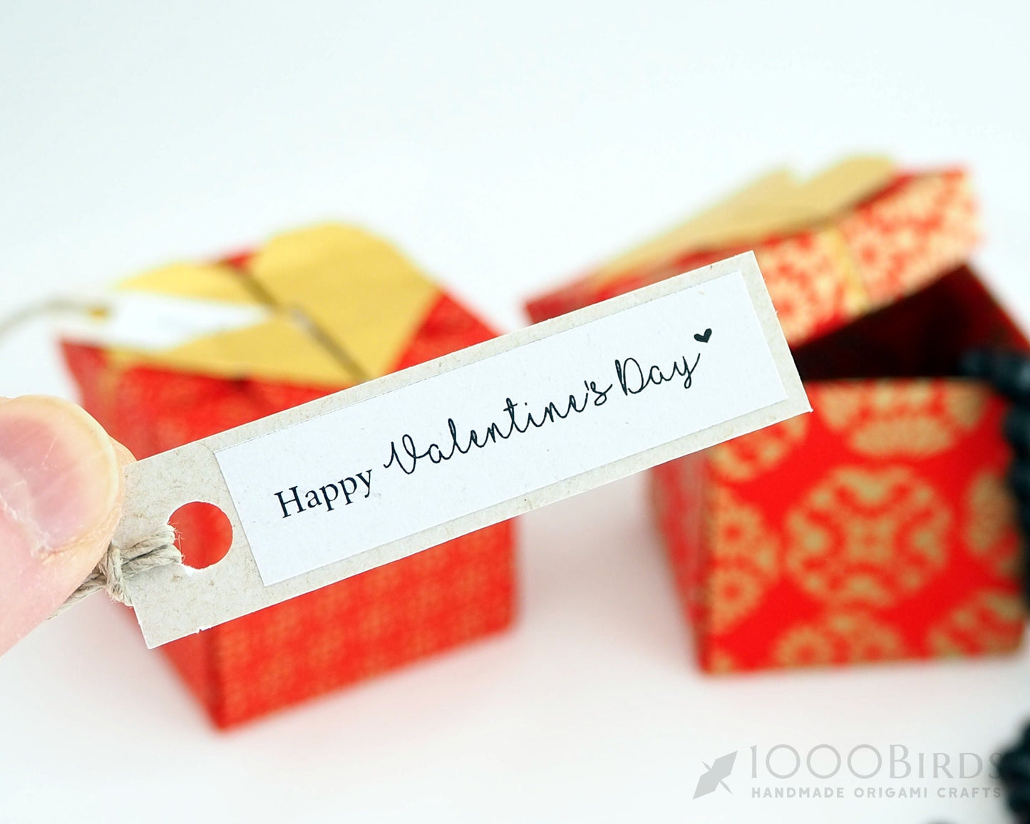 Origami Heart Gift Box: Japanese Washi Paper, Red & Gold