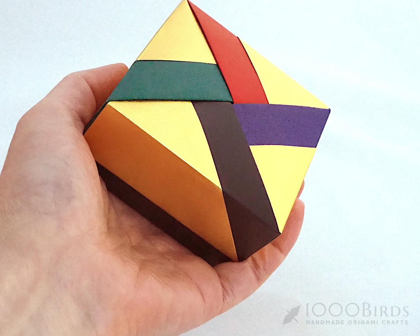Chevron Origami Square Gift Box with Lid - Handmade