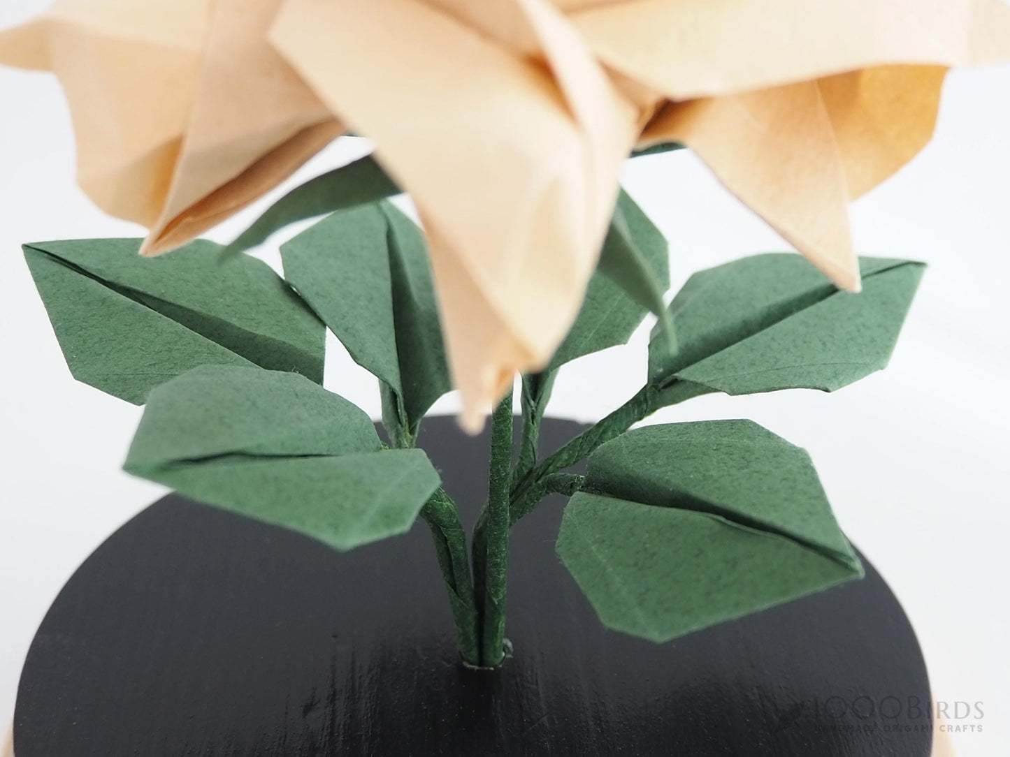 Solid-Colored Origami Rose in Glass Dome – Personalized Anniversary & Valentine’s Keepsake Gift