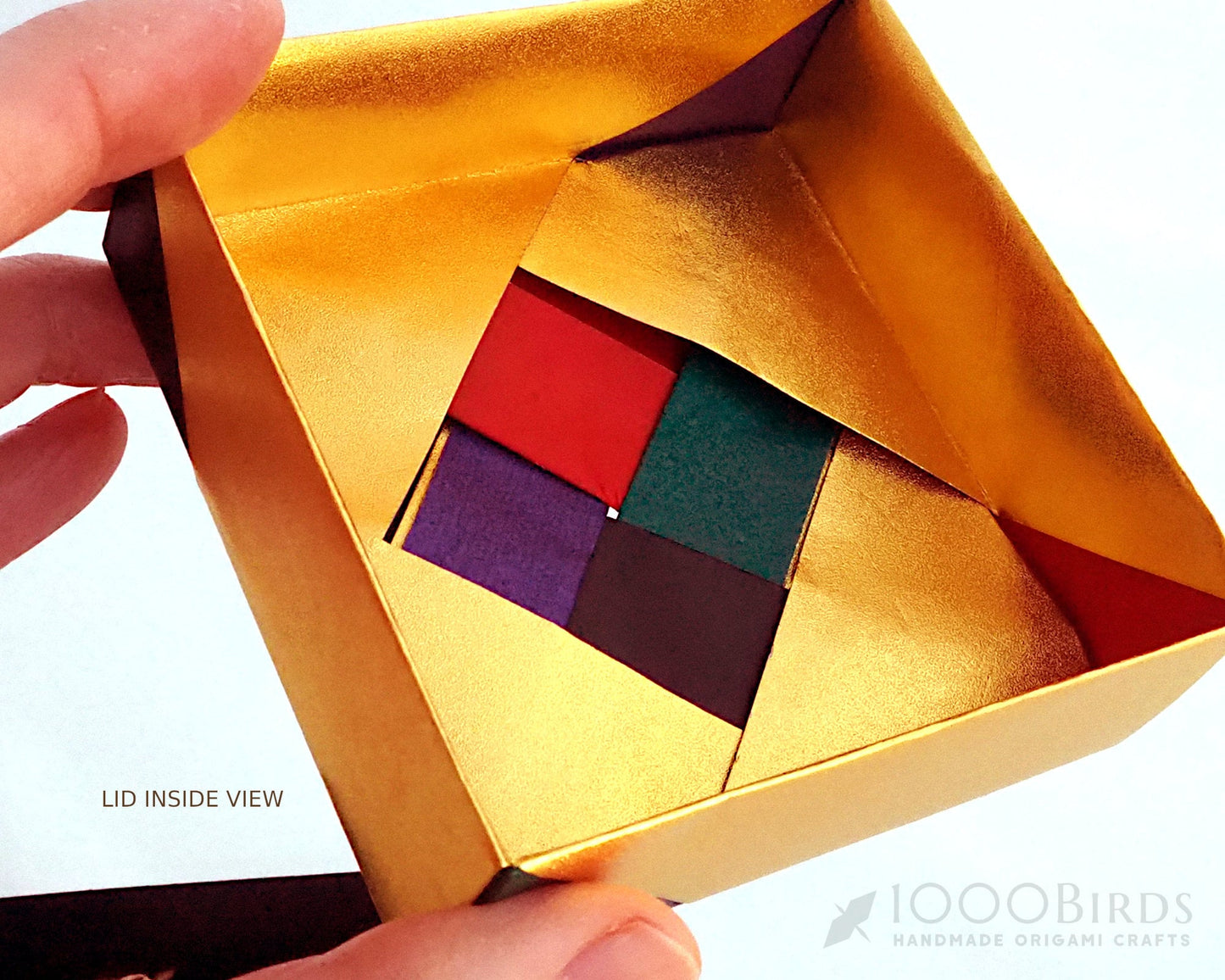 Chevron Origami Square Gift Box with Lid - Handmade