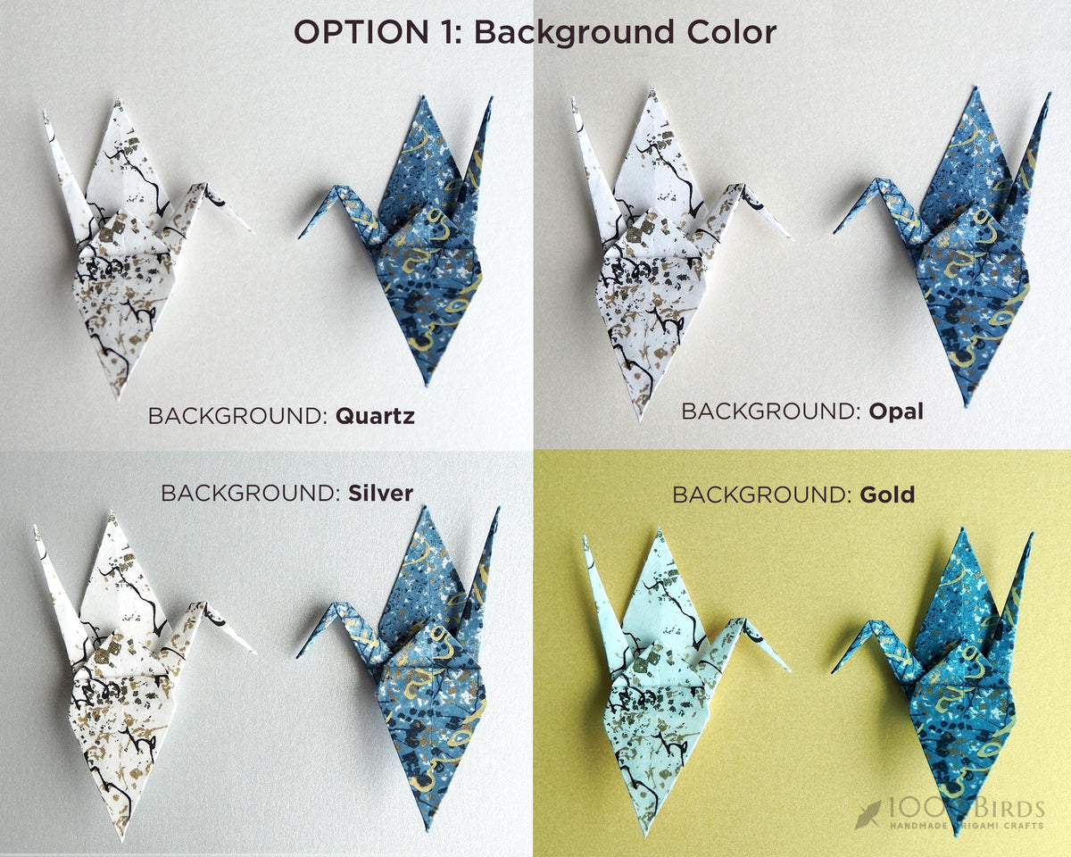 Origami Crane Art Frame – Deep North Journey Japanese Calligraphy, Japanese Handprinted Washi Paper