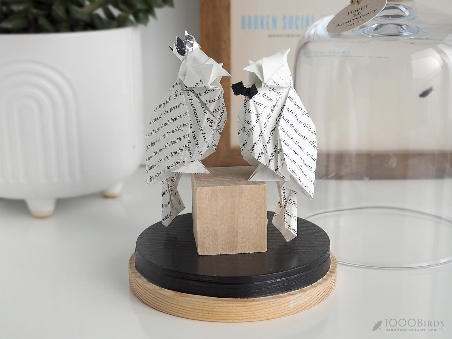 Personalized Origami Cardinal Sculpture | Unique Handmade Gift for First Wedding Anniversary & Paper Anniversary Celebration