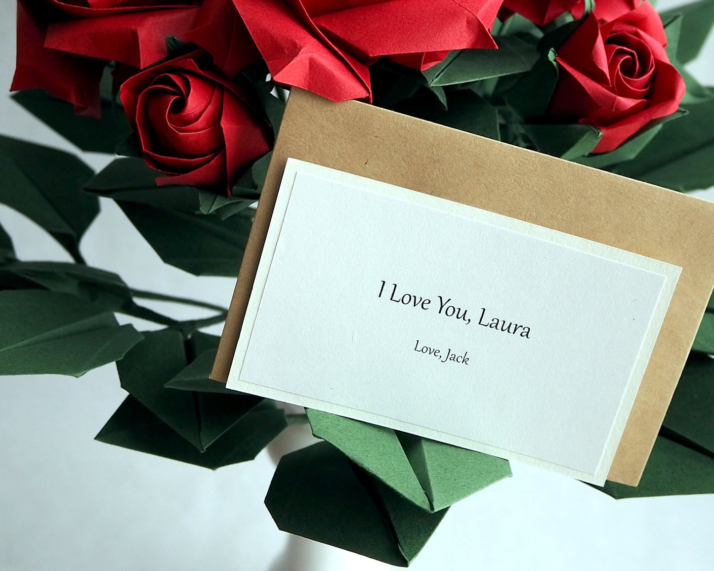 Red Origami Rose Bouquet, Japanese Paper Flower, Valentine's Day Gift