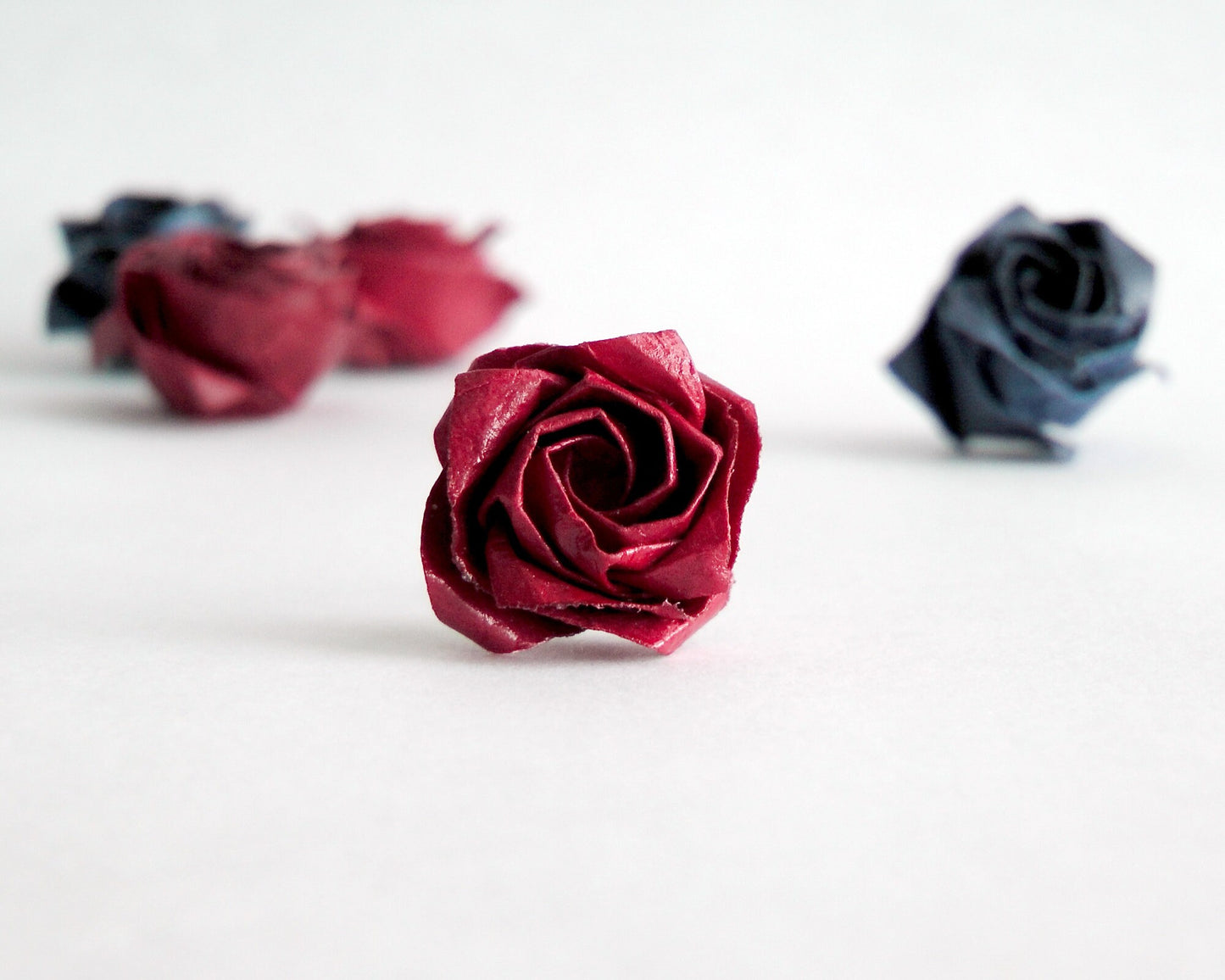 Origami Rose Stud Earring: Sterling Silver, Paper Flower, Kawaii Bijoux