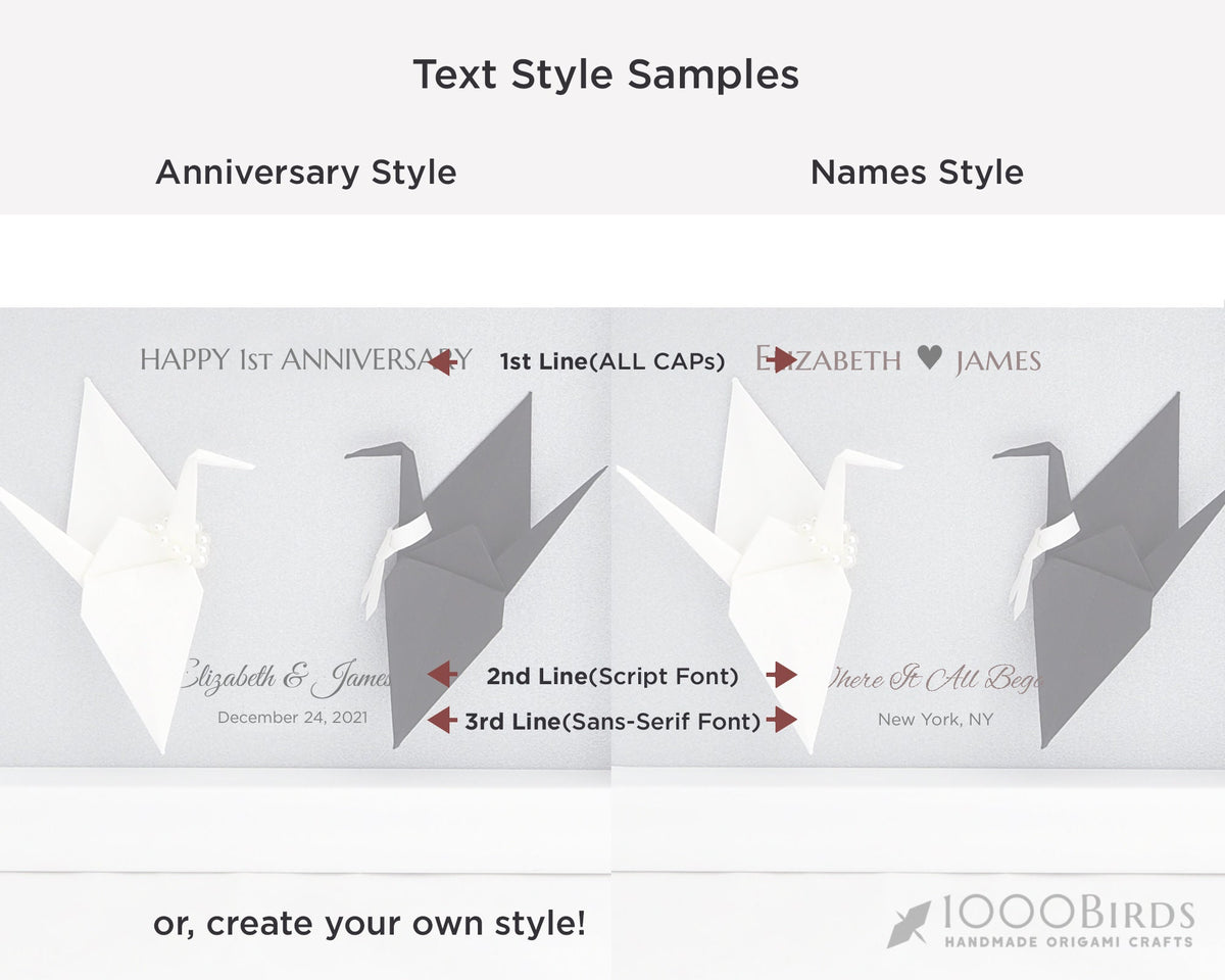 Hand-Printed Crane Pattern Japanese Washi Origami Art– First Anniversary, Unique Wedding, Personalized Gift