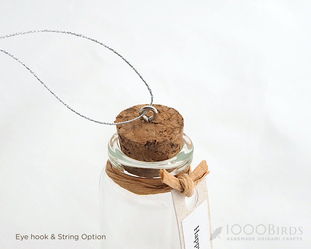 Metallic Origami Crane Gift: Personalized Message in Mini Bottle