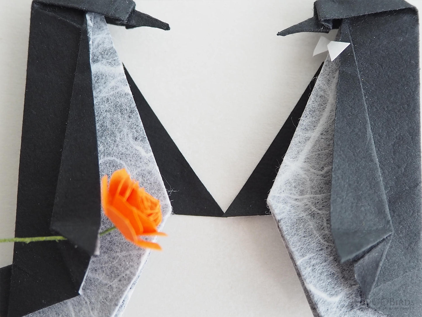 Personalized Origami Penguin Couple – Framed Art for First Wedding Anniversary / Paper Anniversary Gift